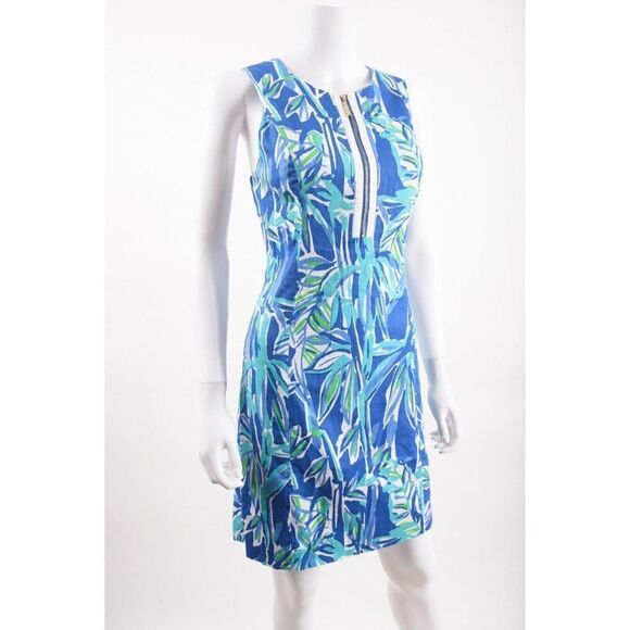 Lilly Pulitzer Womens Zip Cut out Shift Dress 10 Penelope Blue Crush Bamboom NWT - Picture 2 of 6